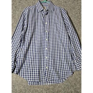 Gitman Bros Mens Blue White Gingham Check Long Sleeve Button Up Shirt L USA